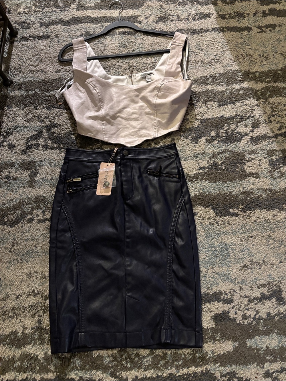 Faux Leather Black Pencil Skirt - Sleek Women's Skirt/crop top sz10 Fashion Nova
